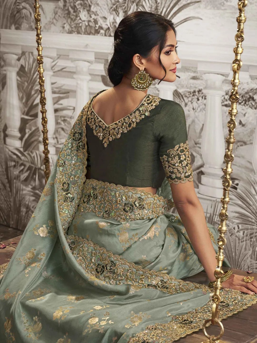 Viscose Engagement Saree - Image 3