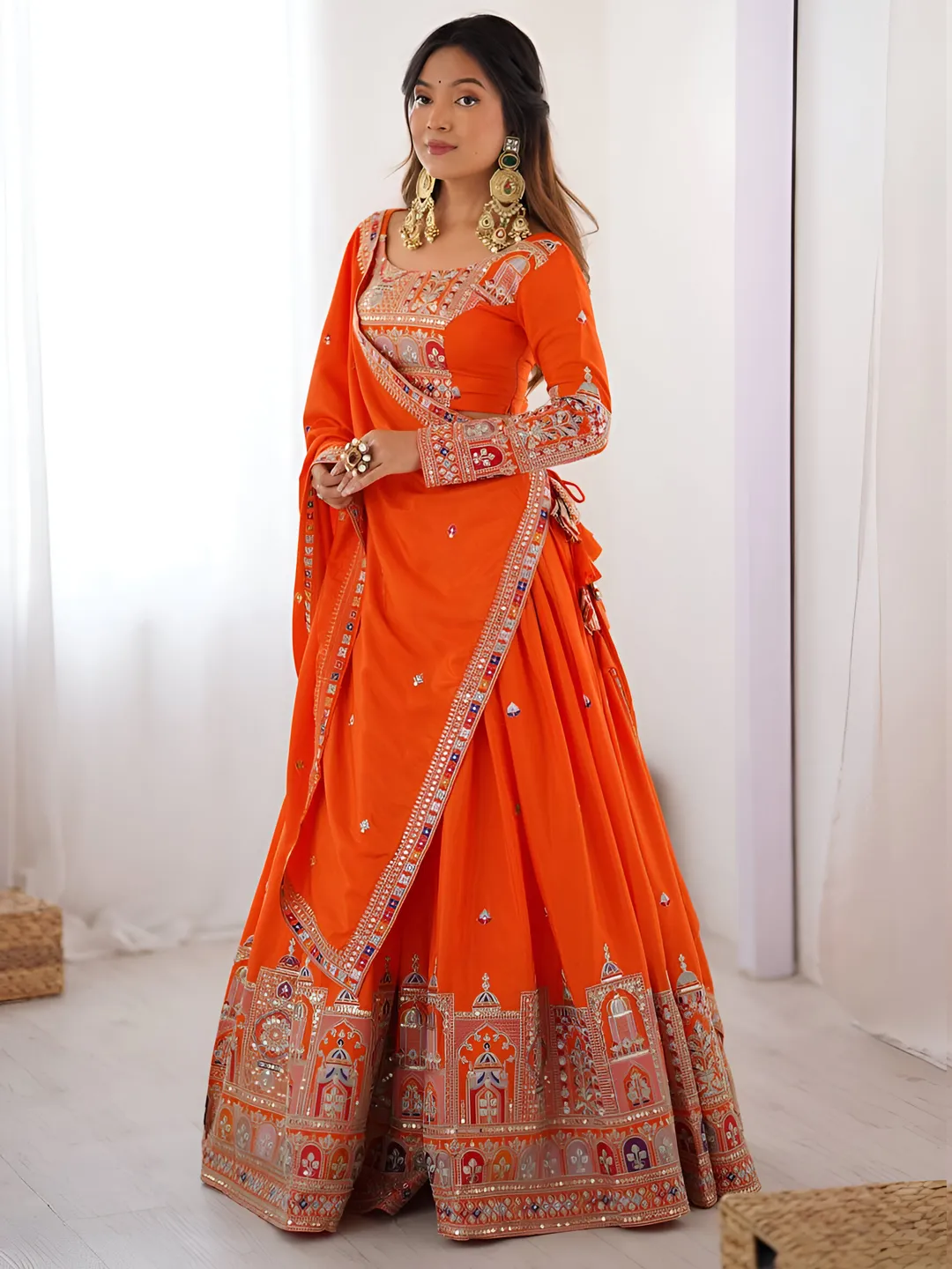 Crepe Silk Traditional Lehenga - Image 3