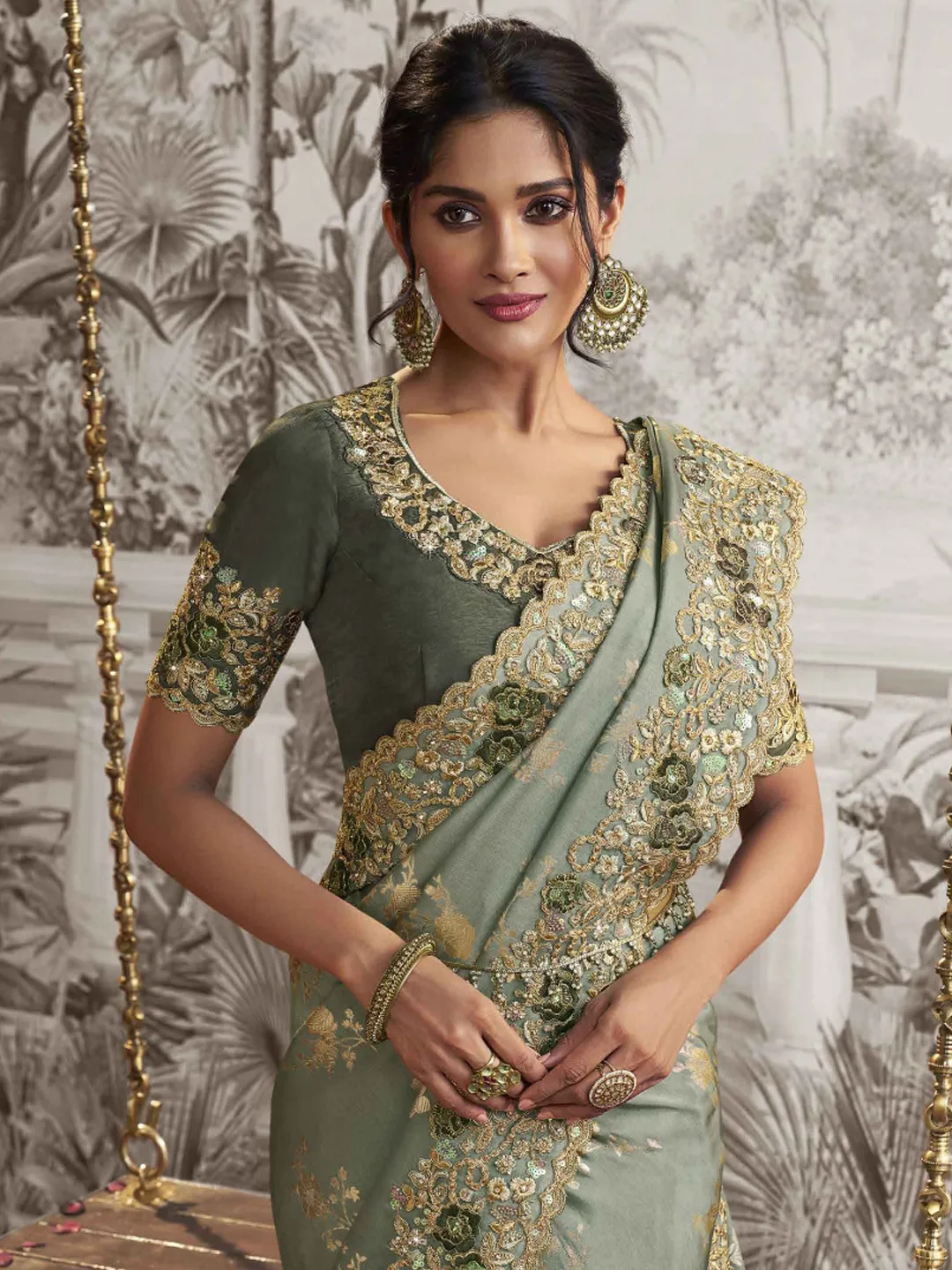 Viscose Engagement Saree - Image 2