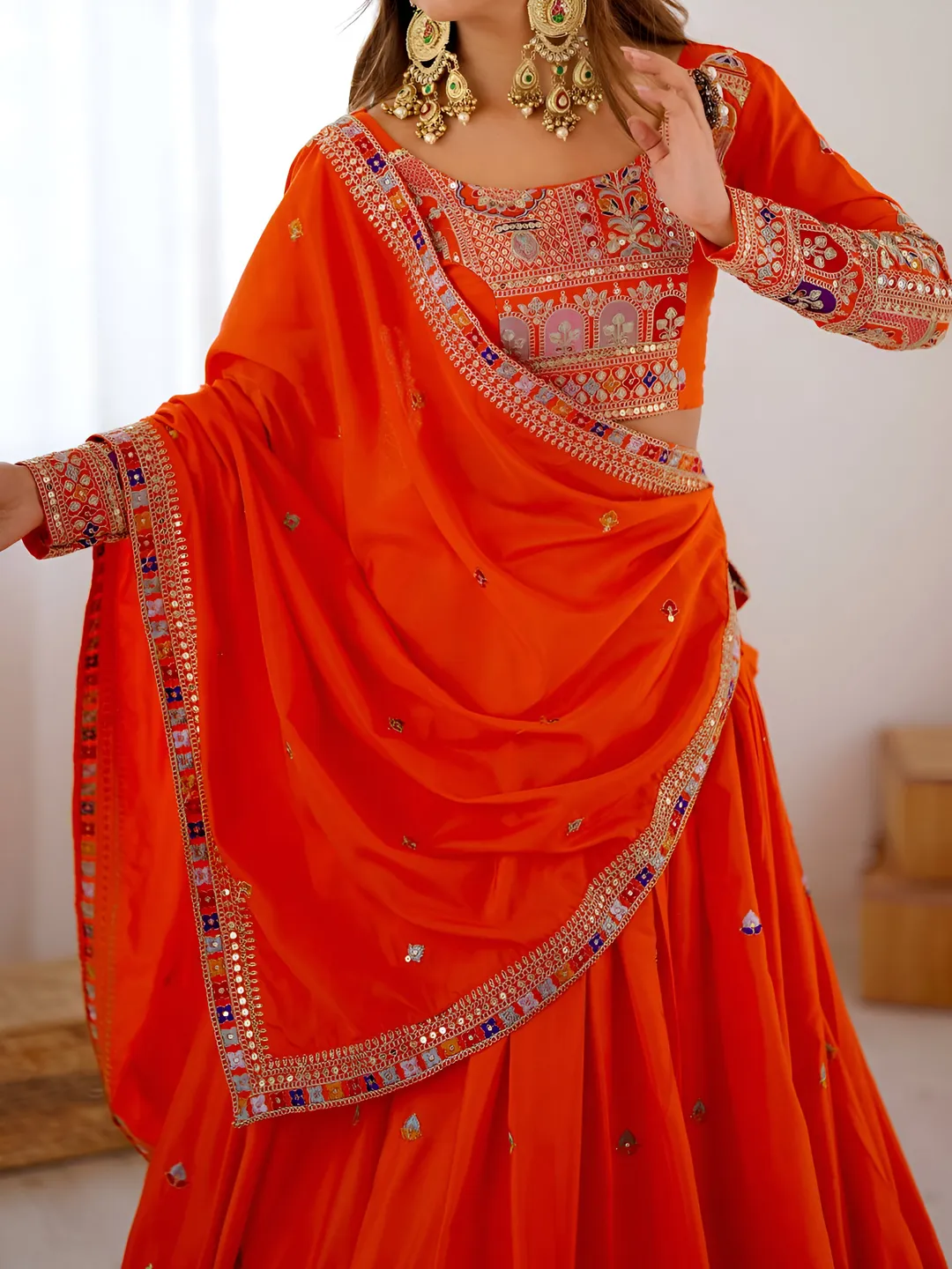 Crepe Silk Traditional Lehenga - Image 4